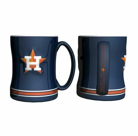 Houston Astros 15oz Sculpted Relief Coffee Mug [NEW] MLB Tea Cup Hot Ceramic Cover
