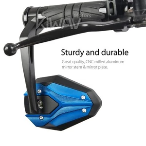 Bar end mirrors ViperII all blue 1" hollow bar ID 17-24mm fits Triumph - Picture 1 of 10