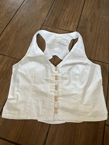 Anthropologie white cotton vest button down medium - Picture 1 of 5