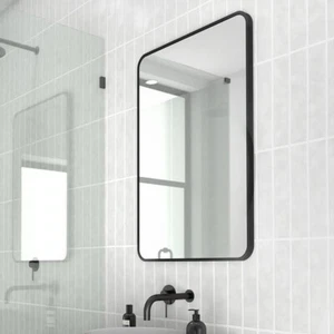 Black Metal Frame Modern Rectangular Wall Mirror Vanity Bathroom Bedroom 60x92cm - Picture 1 of 11