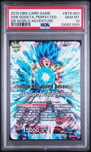 Sello PSA 10 DRAGON BALL WORLD ADVENTURE SSB Gogeta Fusion Perfected DBS BT6-001 - Imagen 1 de 2