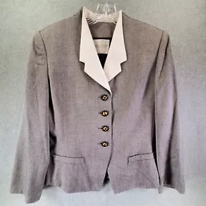 Casual Corner Gray Birds Eye Check Blazer & Skirt Suit Set Decorative Buttons 10 - Picture 1 of 14
