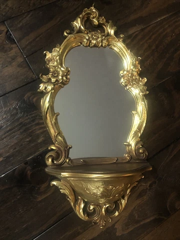 Dart Syroco Gold Ornate Wall Mirror Shelf 2327 Hollywood Regency 1970 Vintage Cover