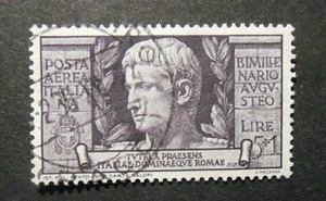 ITALIA ITALY REGNO 1937 Bimillenario Augusto 5+1L V. nero Posta Aerea US ss.A110 - Foto 1 di 2