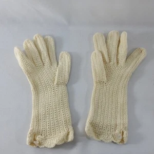 Antique Vintage Women's Formal Wear Knit Gloves with Button - Good Condition - Picture 1 of 5
