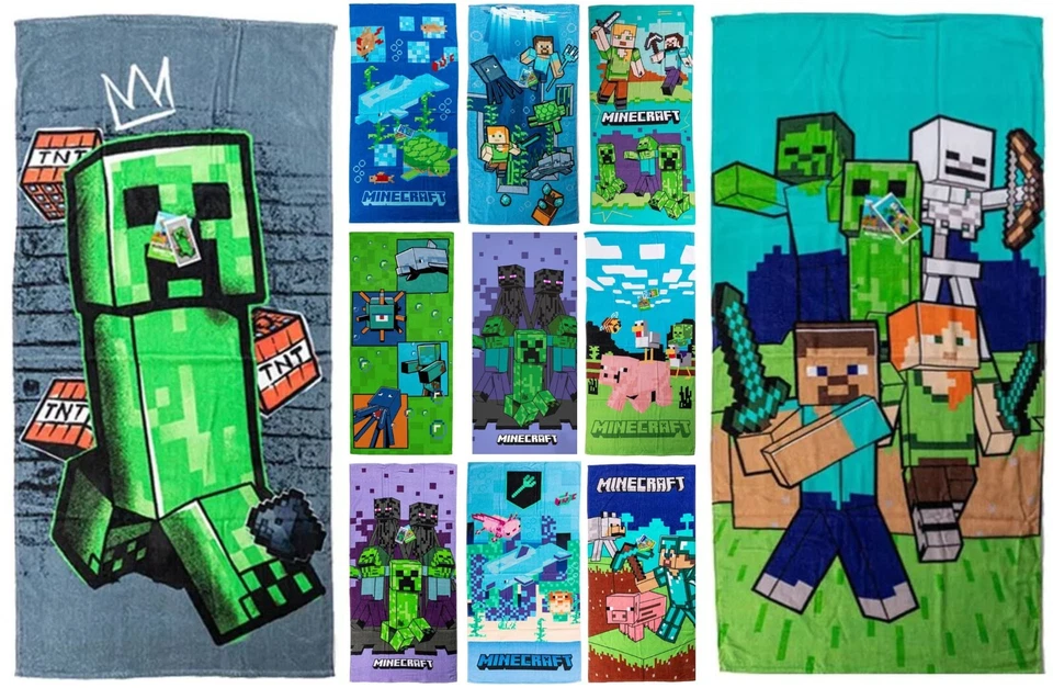 Minecraft Badetuch Handtuch Strandtuch 70x140cm 100% Baumwolle - Bild 1 von 1