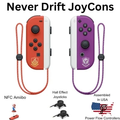 Nintendo Switch/OLED Hall Effect Never Drift Wireless JoyCons -With Wrist Straps - Image 1 of 4