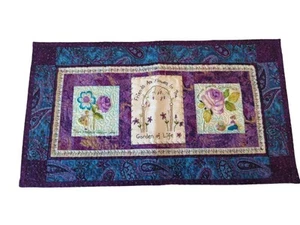 Handmade Quilted Fabric Art Wall Hanging Friends Are Flowers In Garden of Life - Picture 1 of 16