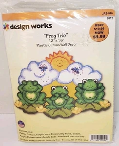 Design Works "Frog Trio" Plastic Canvas Kit Size 12"x16" Wall Decor USA NEW  - Picture 1 of 3