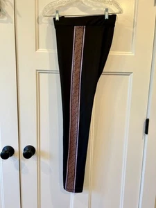 GUESS Logo Ankle Leggings Black Polyester/Elastane Designer Spandex- Size Large - Picture 1 of 9