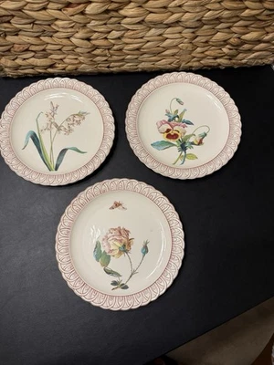 Vintage Copeland Spode Botanical Embossed 8.25” Plates Set of 3 Floral Plates - Image 1 of 4