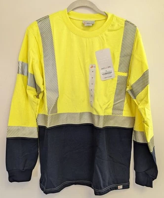 Camiseta FR Hi Vis bloque de color negro y amarillo con segmentación Foto 1 de 2