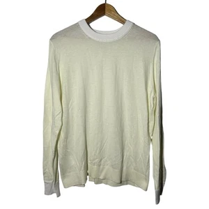 Lululemon Seidenmischung Rundhalsausschnitt Pullover Damengröße 10 Zitronensorbet/Weiß LW3EXNS - Bild 1 von 4