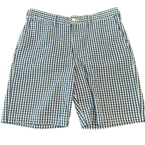 Lands End hoch geschnittene Seersucker Shorts Herren 35 flache Vorderseite Stretch Taille Chino - Bild 1 von 4