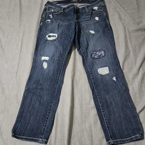 Torrid Boyfriend Distressed Jeans Women Size 16R Premium Denim Stretch Patchwork - Picture 1 of 12