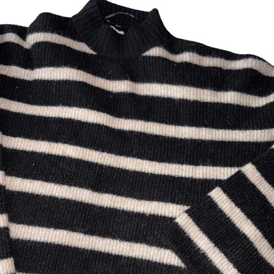 Suéter H&M Negro Blanco Tejido a Rayas Para Mujer S Acogedor Suave Acanalado Cuello Redondo Pullover Foto 1 de 4