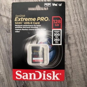 Carte SD SDXC SanDisk 128 Go Extreme PRO 300 Mo/s classe 10 UHS-II U3 4K mémoire 128 G - Photo 1/2