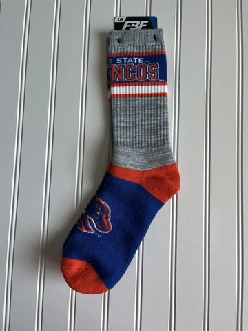 Boise State Broncos Mens Crew Socks Large 10-13 New FBF Originals Cover