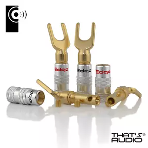 4 x Edge vergoldet Y Gabel Lautsprecher Spaten/Amp Kabel Stecker - SP2 - Bild 1 von 11