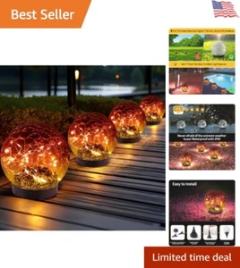Solar Globe Lights Outdoor Waterproof Cracked Glass for Garden Yard Decor - Picture 1 of 7
