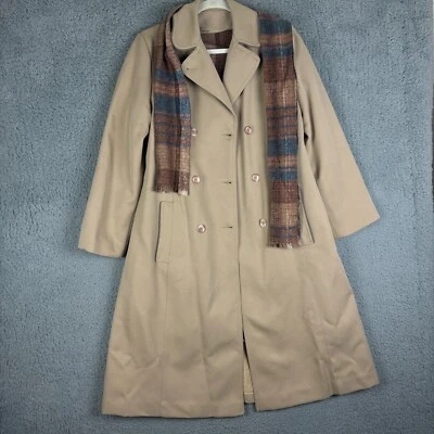 Vintage Trench Coat Women's Size Small 9/10 Forecaster of Boston Lined w/ Scarf - Image 1 of 4