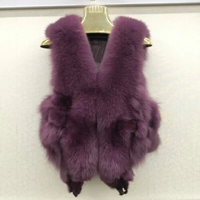 女士 100% 天然真毛皮背心全新冬季厚女式狐狸背心夹克 — 第 1/4 张图片