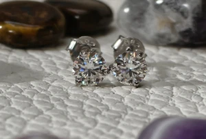 Brillant Ohrringe Rund Silber Weißgold 1ct Moissanit Diamant GRA Zertifikat - Bild 1 von 13
