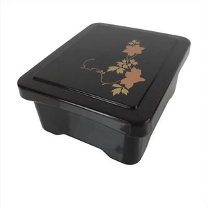 Japanische Harz Lack Replik Deckel Bento Brotdose Vintage Makie Blumen L219 - Bild 1 von 10