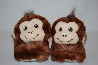 Тапочки для мальчиков ясельного возраста КОРИЧНЕВАЯ ОБЕЗЬЯНА мягкая голова РЕЗИНОВАЯ ПОДОШВА Build A Bear S 10-11 - Изображение 1 из 3