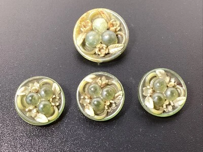 Vintage Celluloid Buttons 4 Matching 1 Lg 3 Small Weeber-Like  - Image 1 of 4