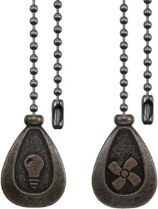 Bronze Ceiling Fan Pull Chain Set, Decorative Fan Pull Chain Pendant Extension, - Picture 1 of 12