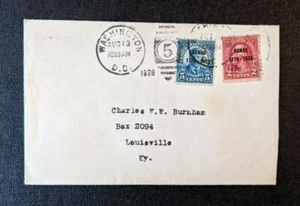 1928 Washington DC FDC 647 648 Cover to Louisville KY HI Overprint Limited Issue - Picture 1 of 2