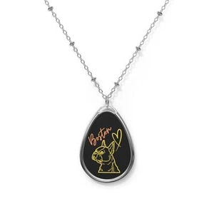 Boston Terrier Love Oval Necklace - Picture 1 of 5