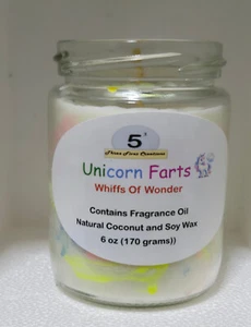 Einhorn Fürzkerze | Kokosnuss Sojawachs | Perfekt für Fantasieliebhaber | 6 Unzen - Bild 1 von 2