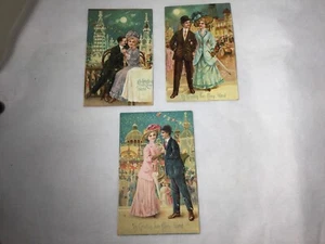 Postales de recuerdo vintage de Coney Island de principios de 1900 románticas en relieve 3 piezas - Imagen 1 de 7