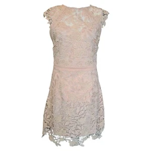 Lipsy London hellrosa Spitze Blumen Häkel A Linie Kleid UK 14 Party Hochzeit - Bild 1 von 7