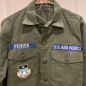 Camisa Militar De Colección Satén Fatiga Verde Fuerza Aérea de Estados Unidos 15.5 X 35 - Imagen 1 de 16