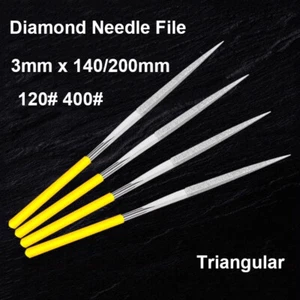 Lima ago diamantato triangolare 3x140/200 mm per lucidatura metallo utensile grana 120/400 - Foto 1 di 7