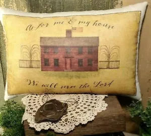 FOLK ART VINTAGE PRIMITIVE ANTIQUE AMERICANA STYLE SHAKER SERVE THE LORD PILLOW - Picture 1 of 7