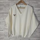 Mens KENSELITE Jumper Ivory Medium Bowls Lawn Bowling  Pullover V Neck Ribbed