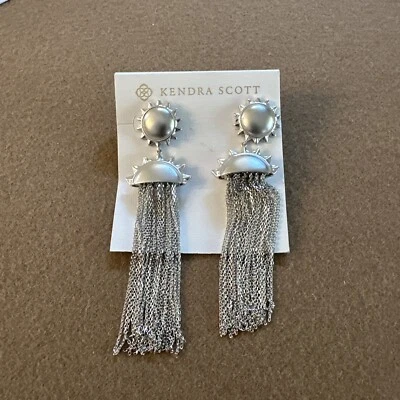 Kendra Scott Sienna Sun Statement Earrings in Silver New - Image 1 of 4