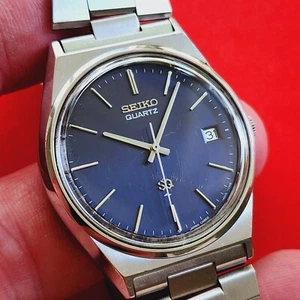 Seiko Blue Dial SQ Watch Rare Vintage With Bracelet 7545-7009 Mens - Picture 1 of 9