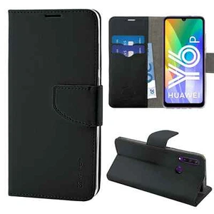 Cover Libro Custodia Portafoglio Chiusura Magnetica per Huawei Y6 P Nero - Foto 1 di 8
