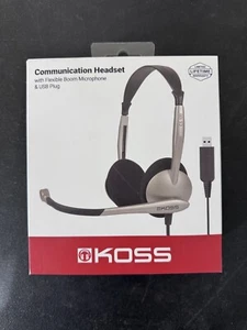 KOSS-HEADPHONES CS100 USB COMM HEADSET W/ MIC USB 8FT VOL - Picture 1 of 6