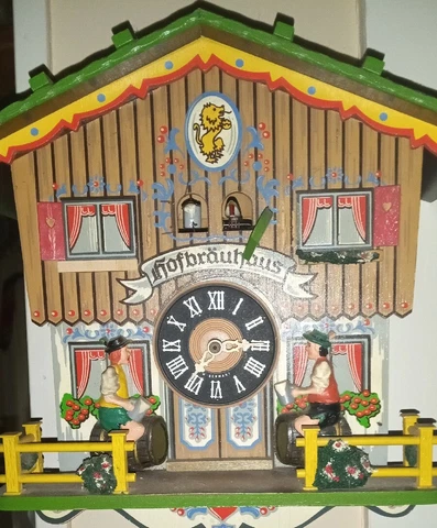 HOFBRAUHAUS Schmeckenbecher German Cuckoo Clock Beer Drinker - WORKING - read Cover