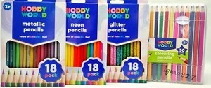 Hobby World Metallic, Neon, Glitter & Pastel Colouring Pencils Set Of 18 & 30 - Picture 1 of 6
