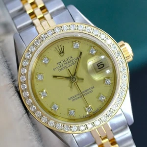 Rolex Datejust Womens Twotone Original Champagne Diamond Dial & Bezel Jubilee - Picture 1 of 11