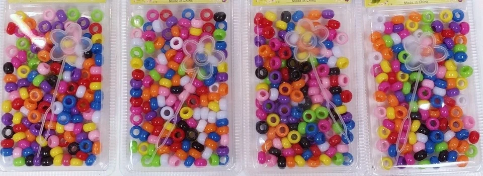 8 PAQUETES DE CUENTAS DE PELO PONY TRENZA CUENTAS DECORACIÓN FIESTA FAVOR VESTIDO ROJO AZUL Foto 1 de 1