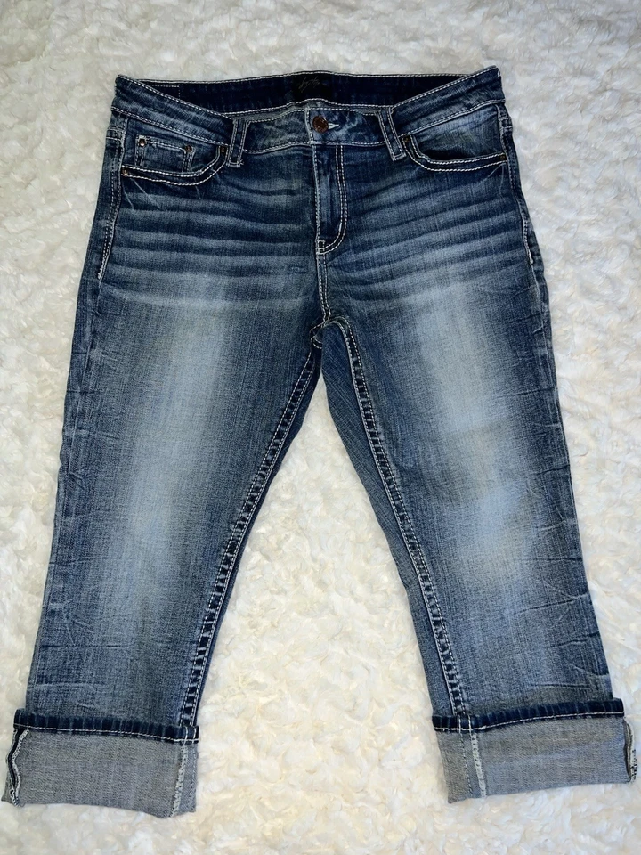 Capris Daytrip Virgo Distressed Desteñido Lavado Elástico Mujer’s Talla 32 Foto 1 de 4