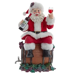 Kurt Adler Fabriche Santa Sitting on Wine Barrel Figurine 10.5 Inch Multicolor - Picture 1 of 6